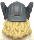Lego New Flat Silver Minifigure Hair Combo Hat With Hair Tan Long Wavy Helmet