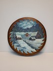 Vintage Hand Painted 7 5 In Saw Blade Mounted On 9 X 9 Inch Round Wood Plaque