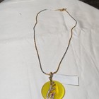 Gold silver Tone Yellow Round Crystal Jewelry Set Pendant Necklace   Earrings