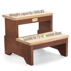 Wooden Two Step Stool For Adults And Kids Bed Stepstool With Two-colour Heavy   