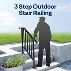 2-pack 3 Step Hand Rails For Outdoor Steps Wrought Iron Railing For Porch Deck