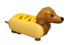 4  Dachshund Hot Dog Figurine Toy Hard Solid Plastic Mustard Weiner Puppy Dog