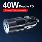 Dual Usb Pd Type-c Car Charger 40w Fast Adapter For Iphone 14 13 12 11 15 16 Lot