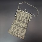 Vtg Whiting   Davis Mesh Bag Blk Wht Geometric Art Deco Flapper Purse 20s 6 5 