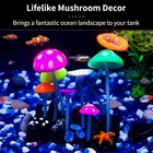 Glowing Effect Artificial Mushroom Aquarium Plant Decor Ornament Decoration For