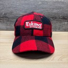 Eskimo Ice Fishing Gear Red Check Buffalo Snapback Adjustable Cap Hat  New W tag