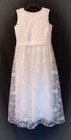 White Lace Tulle Layered Lined Formal Flower Girl Holy Communion Dress 12 13 Yrs
