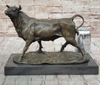Art Deco Hand Made Cow Farm Animal 100  Solid Bronze Sculpture Figurine Decor