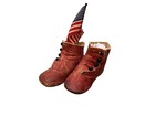 Antique Victorian Red Leather Baby Shoes Boots Buttons Aafa