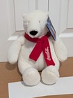 Coca-cola Polar Bear Plush 12 Inch White Stuffed Animal Red Scarf New With Tags