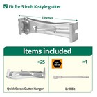 25pack 5 Inch Gutter Hangers With Pre-inserted Screw Hidden K-style Aluminum    