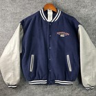 Vintage Disneland Letterman Jacket Adult Medium Blue Gray Arms Micky Mouse