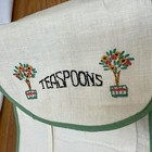 Vtg Embroidered Linen Kitchen Utensil Roll Up Storage Pouches Set Of 4 Cottage