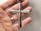 Large Vintage Native American Sterling Silver Necklace And Cross Pendant