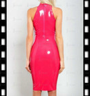 Latex Dress Rubber Sexy Red One-piece Sleeveless Catsuit Customized 0 4mm D124