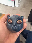 Black Cat Stone Figurine Resin Cat Head Marble Texture Healing Crystal Desk Deco