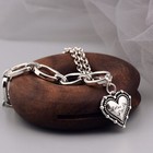 925 Sterling Silver Double Layer Chain Love Heart Vintage Bracelet Jewelry Gifts