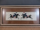 Antique Fakhre Emami Miniature Portrait Painting India Men Persian Horse Framed