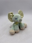 Eden Elephant Plush Blue Yellow Satin Ears Mint Green Rattle Bow Ribbon