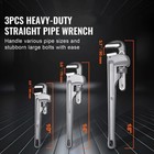3pcs Heavy Duty Straight Pipe Wrench Set 10 14 18 In Plumbing Wrench Crv Jaw