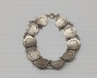 Antique 10 Coin Repubica Peruana Lima 90  Silver Peru Bracelet 1863 Vintage