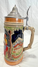 Vintage German Ceramic Beer Stein With Pewter Lid Made In West Germany 9  Tall