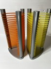 Vintage 90s X20 Cd Tower Racks  2  Holder Orange Yellow Plastic Futuristic Retro