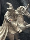 Vintage Gallo Pewter  A Wizard   His Unicorn Holding Smooth Genuine Crystal
