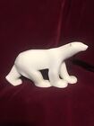 Vintage Hand Carved Solid Alabaster   White Polar Bear Statue figurine