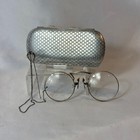 Antique Ridgevale Gold Filled Eyeglasses Pincher Bifocals W  Hair Pin Chain Case