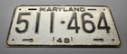      1948 Maryland  passenger  License Plate  511-464 
