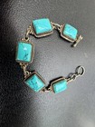 Vintage Designer Sterling Silver Turquoise Domed Stone Link Bracelet 22 8g 7 5   
