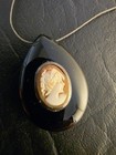 Antique  Victorian  Whitby Jet  shell Large Cameo Goddess  Pendant  Necklace