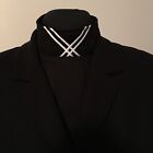 English Hunt Seat Ratcatcher Black Show Bib Dickie White Collar Embellishment