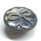 Antique Bow Inanimate Object Picture Button   Brass Over Ombre Celluloid   1 
