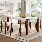 5-piece Dining Table Set For 4  46  Faux Marble Style Table And 4 Upholstered Ch