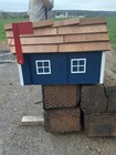 Barn Style Mailbox Navy Blue white Trim  - Amish Crafted  Lancaster Cnty