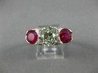 Art Deco Style Round Lab Created Diamond   Ruby Engagement Ring14k White Gold Fn