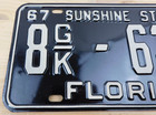 Vintage 1967 68 Florida License Plate Tag   8g k-6283 Volusia County