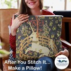 Medieval Unicorn Captivity Detail Black Background Counted Cross Stitch Pattern