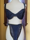 Vintage 90 s Victoria s Secret Country Cowgirl Blue Denim Fringe Bra Set 36c 
