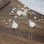 Handmade Flower Rhinestone Crystal Pearl Bridal Wedding Tiara Hair Comb Fc047