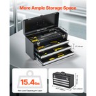 Tool Box 20 5-inch Portable Metal Tool Box With 3 Drawers Tool Organizer Black