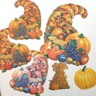 Lot Of 11 Vintage Die Cut Thanksgiving Fall Decorations Turkey Pumpkin Scarecrow