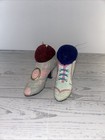 Vintage Ladies Victorian Shoes Pin Cushions 3 x4    Set Of 2 Collection