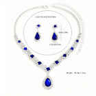 Luxury Wedding Set Silver-plated Copper Pendant Necklace Dangle Earrings Women