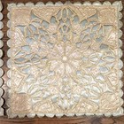 2 Antique Teal Silk Sq Ivory Embroidered Lace Pillow Shams Scalloped Edge -india