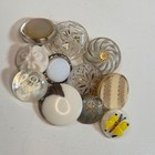 Vintage Antique Glass Button Lot Mixed Czech Art Glass Moonglow Gilt Butterfly 