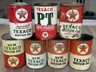 Vtg Lot Of 8 Texaco Cans  Improved  Insulated  New Motor Oil  Pt  Outboard