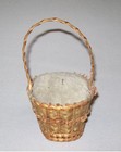 Old Antique Vtg 19th C 1800s Miniature Woven Basket Pin Cushion Very Nice Cond